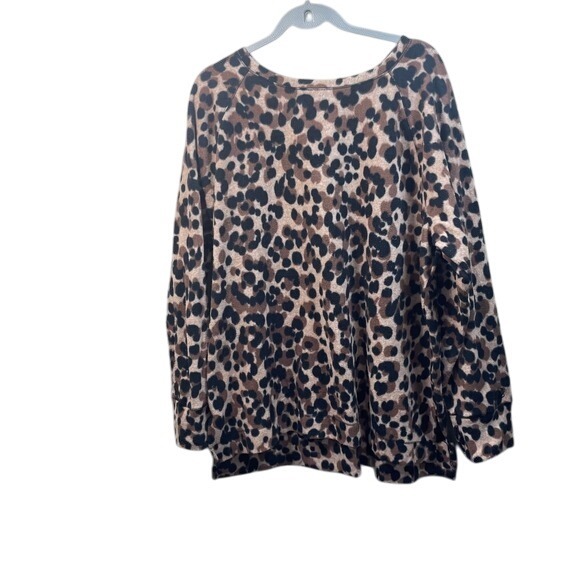 Cuddl Duds‎ Leopard Print Pullover Long Sleeve Cozy Comfy Top Size 3X - Picture 1 of 11